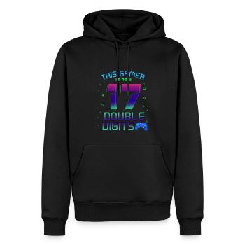 Dieser Gamer Ist Jetzt 17 Zweistellig 17. - Männer Premium Bio Hoodie - Schwarz - Vorne - Nico (187cm)