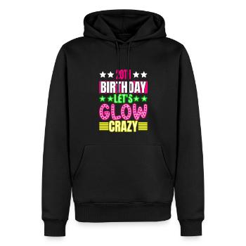 20th Birthday Let's Glow Crazy Colorful - Men’s Premium Organic Hoodie - black - Front - Nico (187cm)
