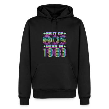 Le meilleur des années 80 né en 1983 Anniversaire vintage - Sweat à capuche Premium bio Homme - noir - Devant - Nico (187cm)