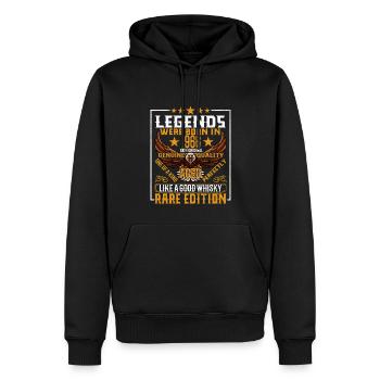 Legends Born in 1966, Aged Like Whisky - Men’s Premium Organic Hoodie - black - Front - Nico (187cm)