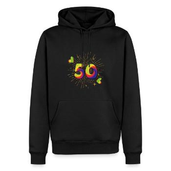 Tie-dye 50. Geburtstagsfeier 50 Jahre Alter - Männer Premium Bio Hoodie - Schwarz - Vorne - Nico (187cm)