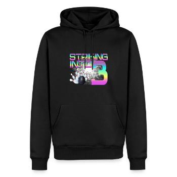 Hitting In 3 Bowling Bowlers 3rd Birthday Party - Men’s Premium Organic Hoodie - black - Front - Nico (187cm)