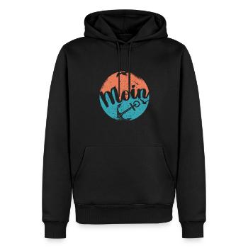 Moin ihr Spacken - Digga Spruch Meer Norddeutsch - Männer Premium Bio Hoodie - Schwarz - Vorne - Nico (187cm)