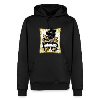 Sonnenblume Mama Geboren 1946 Geburtstag - Männer Premium Bio Hoodie - Schwarz - Vorne - Nico (187cm)