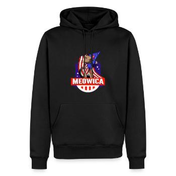 Meowica 4 juillet Jour de l’indépendance Chat patriotique - Sweat à capuche Premium bio Homme - noir - Devant - Nico (187cm)