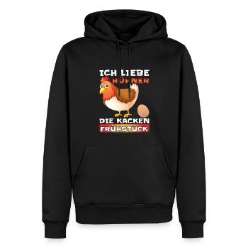 Ich liebe Hühner die kacken Frühstück Huhn - Männer Premium Bio Hoodie - Schwarz - Vorne - Nico (187cm)