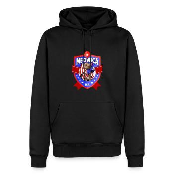 Meowica 4 juillet Jour de l’indépendance Chat patriotique - Sweat à capuche Premium bio Homme - noir - Devant - Nico (187cm)