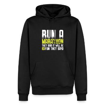 Courir un marathon Ils ont dit que ce serait amusant Ils ont dit - Sweat à capuche Premium bio Homme - noir - Devant - Nico (187cm)