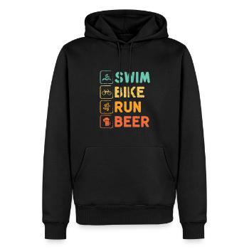 Schwimmen Radfahren Laufen Bier Triathlon Athlet - Männer Premium Bio Hoodie - Schwarz - Vorne - Nico (187cm)