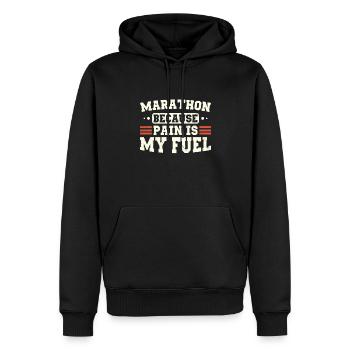Marathon parce que la douleur est mon carburant Marathon - Sweat à capuche Premium bio Homme - noir - Devant - Nico (187cm)