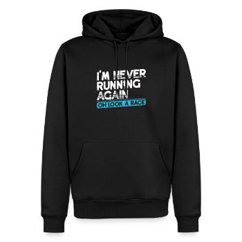 Ich laufe nie wieder weg Läufer-marathon-kleidung - Männer Premium Bio Hoodie - Schwarz - Vorne - Nico (187cm)