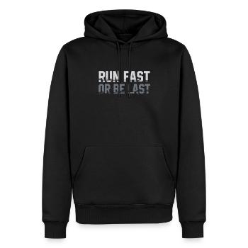 Courez vite ou soyez le dernier coureur - Sweat à capuche Premium bio Homme - noir - Devant - Nico (187cm)