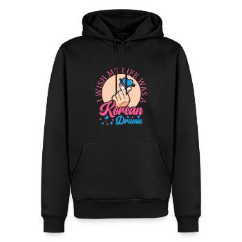 J’aimerais que ma vie soit coréenne - Sweat à capuche Premium bio Homme - noir - Devant - Nico (187cm)