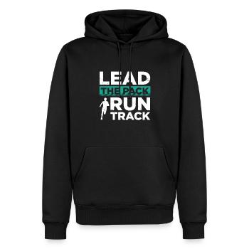 En tête du peloton Career Runner Marathon - Sweat à capuche Premium bio Homme - noir - Devant - Nico (187cm)