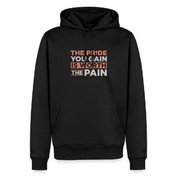 La fierté que vous gagnez en vaut la peine - Sweat à capuche Premium bio Homme - noir - Devant - Nico (187cm)