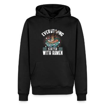 Tout va mieux avec les amateurs de ramen Japon - Sweat à capuche Premium bio Homme - noir - Devant - Nico (187cm)