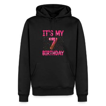 C’est mon 7e anniversaire | | du thème Sprinkles - Sweat à capuche Premium bio Homme - noir - Devant - Nico (187cm)