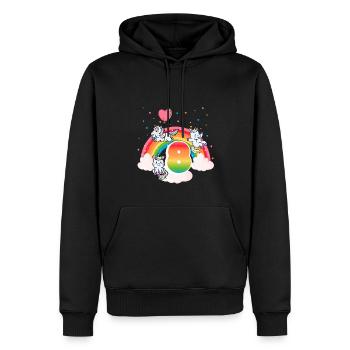 8ème anniversaire Rainbow Unicorn Thème Anniversaire - Sweat à capuche Premium bio Homme - noir - Devant - Nico (187cm)