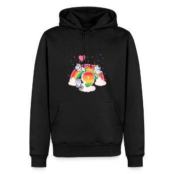 9ème anniversaire Rainbow Unicorn Thème Anniversaire - Sweat à capuche Premium bio Homme - noir - Devant - Nico (187cm)