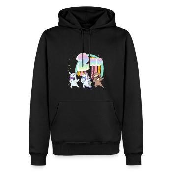 2ème anniversaire Dabbing Llama Licorne Paresseux | deuxième - Sweat à capuche Premium bio Homme - noir - Devant - Nico (187cm)