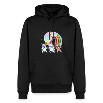 6ème anniversaire Dabbing Llama Licorne Paresseux | 6. - Sweat à capuche Premium bio Homme - noir - Devant - Nico (187cm)