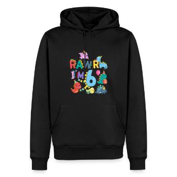 Rawr Je suis 6 | | de dinosaures Rawr 6ème anniversaire - Sweat à capuche Premium bio Homme - noir - Devant - Nico (187cm)