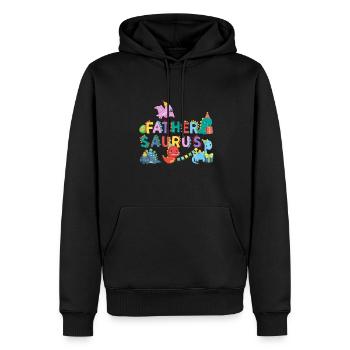 Father Saurus | Rawr Dinosaur Tshirt | Family - Men’s Premium Organic Hoodie - black - Front - Nico (187cm)