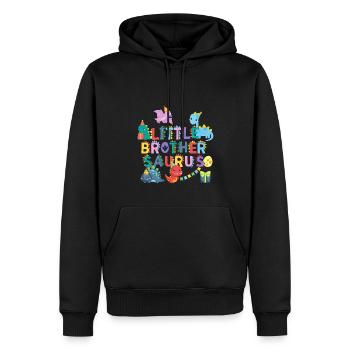 Little brother Saurus | Rawr Dinosaur Tshirt | - Men’s Premium Organic Hoodie - black - Front - Nico (187cm)