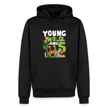 Junge Wilde Und 5 | Safari-tier-themen-geburtstag - Männer Premium Bio Hoodie - Schwarz - Vorne - Nico (187cm)