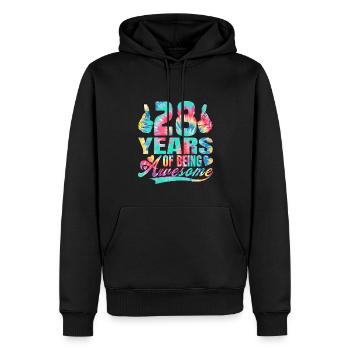 28e anniversaire ou anniversaire 28 ans d’existence - Sweat à capuche Premium bio Homme - noir - Devant - Nico (187cm)