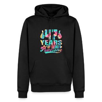 47e anniversaire ou anniversaire 47 ans d’existence - Sweat à capuche Premium bio Homme - noir - Devant - Nico (187cm)