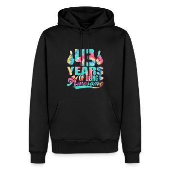 43e anniversaire ou anniversaire 43 ans d’existence - Sweat à capuche Premium bio Homme - noir - Devant - Nico (187cm)