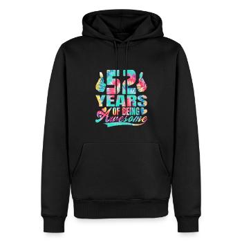 52e anniversaire ou anniversaire 52 ans d’existence - Sweat à capuche Premium bio Homme - noir - Devant - Nico (187cm)