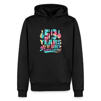 59e anniversaire ou anniversaire 59 ans d’existence - Sweat à capuche Premium bio Homme - noir - Devant - Nico (187cm)