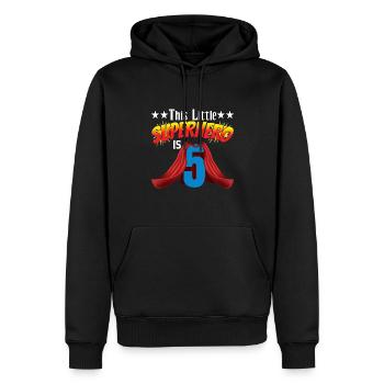 Ce petit super-héros a 5 ans - Sweat à capuche Premium bio Homme - noir - Devant - Nico (187cm)