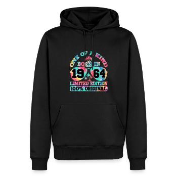 Unique né en 1964 Édition limitée - Sweat à capuche Premium bio Homme - noir - Devant - Nico (187cm)
