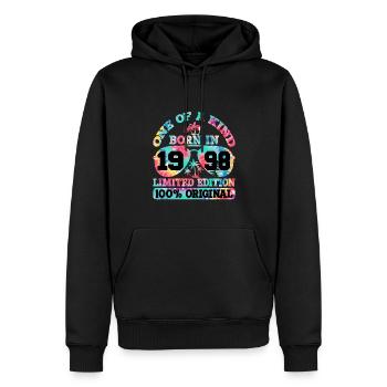 Unique Born 1998 Édition Limitée - Sweat à capuche Premium bio Homme - noir - Devant - Nico (187cm)