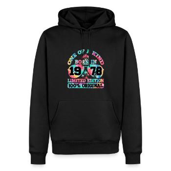 Unique Born 1978 Édition Limitée - Sweat à capuche Premium bio Homme - noir - Devant - Nico (187cm)