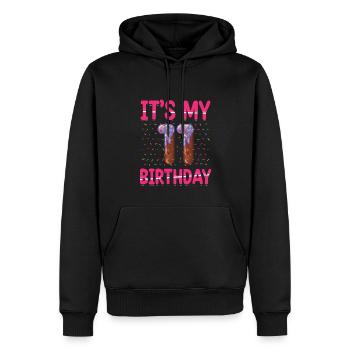 C’est mon 11e anniversaire | Saupoudrer des | à thème - Sweat à capuche Premium bio Homme - noir - Devant - Nico (187cm)