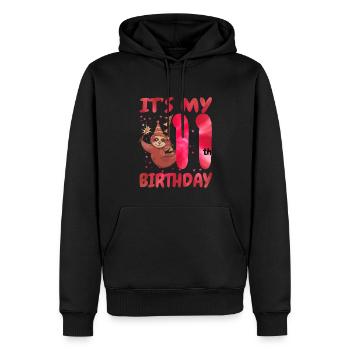 11ème anniversaire Mignon Sloth Party Hat - Sweat à capuche Premium bio Homme - noir - Devant - Nico (187cm)