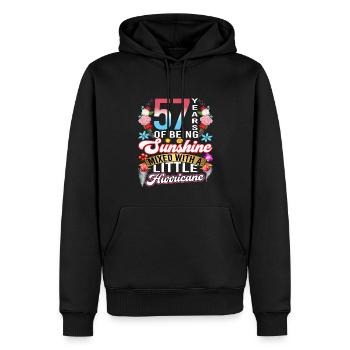 57 years of sunshine mixed with a small - Men’s Premium Organic Hoodie - black - Front - Nico (187cm)