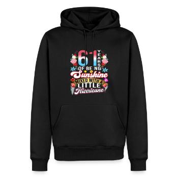 61 years of sunshine mixed with a small - Men’s Premium Organic Hoodie - black - Front - Nico (187cm)