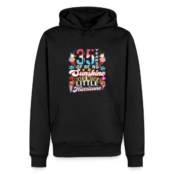 35 years of sunshine mixed with a small - Men’s Premium Organic Hoodie - black - Front - Nico (187cm)