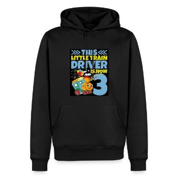 3ème anniversaire ce petit conducteur de train a maintenant 3 ans - Sweat à capuche Premium bio Homme - noir - Devant - Nico (187cm)