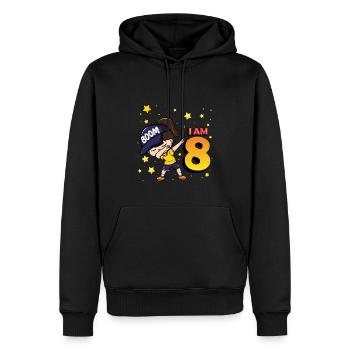Boom J’ai 8 | Birthday Girl | Fête du 8ème anniversaire - Sweat à capuche Premium bio Homme - noir - Devant - Nico (187cm)