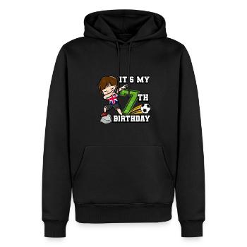 Soccer Boy C’est mon drapeau du 7e anniversaire - Sweat à capuche Premium bio Homme - noir - Devant - Nico (187cm)