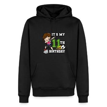 Soccer Boy C’est mon 11e anniversaire Drapeau Des - Sweat à capuche Premium bio Homme - noir - Devant - Nico (187cm)