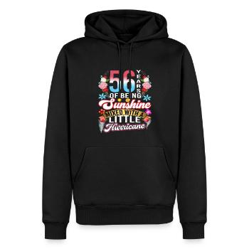 56 years of sunshine mixed with a small - Men’s Premium Organic Hoodie - black - Front - Nico (187cm)