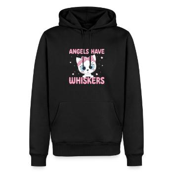 Les anges ont des moustaches | Chemise de chat mignonne - Sweat à capuche Premium bio Homme - noir - Devant - Nico (187cm)
