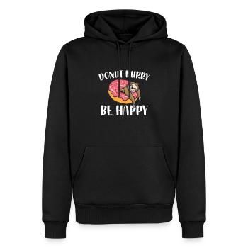 Donut Hurry Be Happy Sloth Lover | Donut Lover - Men’s Premium Organic Hoodie - black - Front - Nico (187cm)